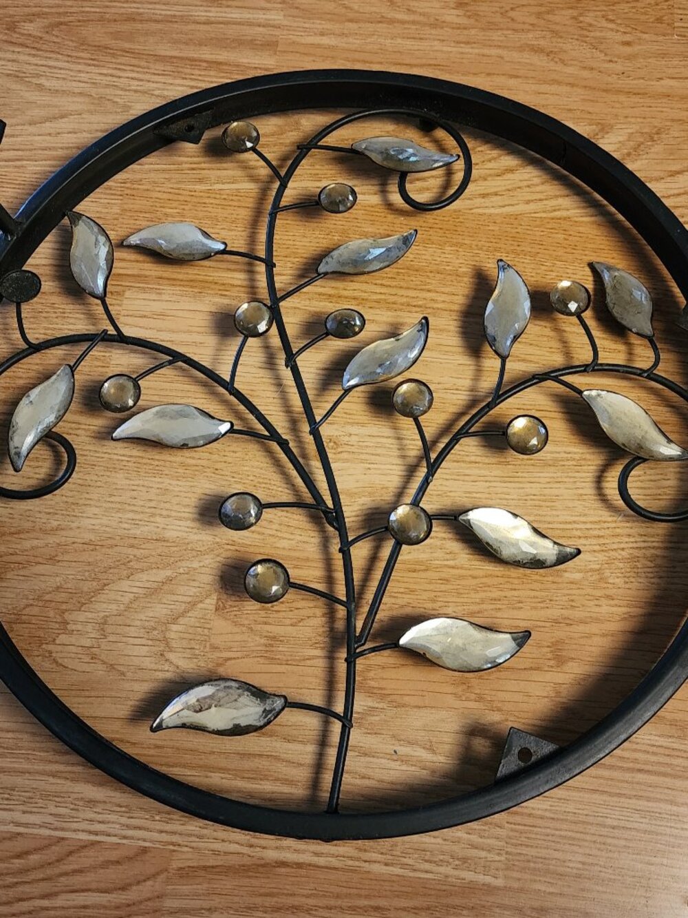 Metal Tree of Life Design Round Wrought Iron Tray
